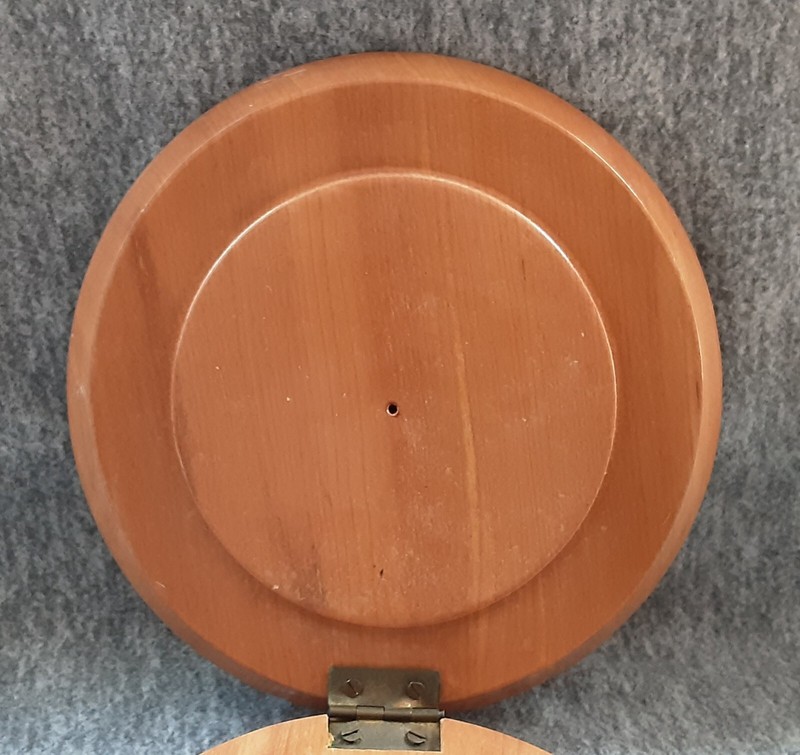 Vintage Wooden Hamburger Patty Press Hinged Lid Hand Painted Chef Japan gallery