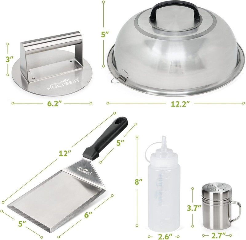Smashed Burger Kit, Burger Press, 12 Inch Basting Cover, Grill Spatula, Spice... gallery