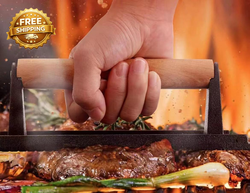 Kitchen Tools Heavy Duty Cast Iron Smash Burger Press round Barbecue Meat Flat P gallery