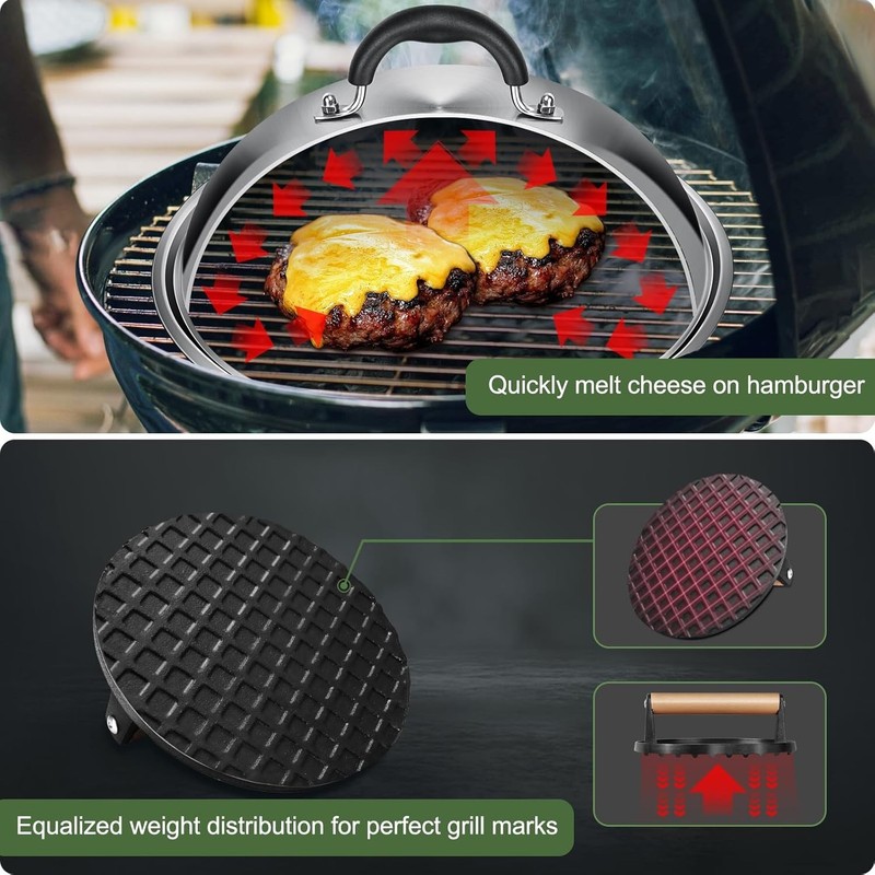 Blackstone Camp Chef Griddle Accessories 12" SS Melting Dome 7" Cast Iron Press gallery