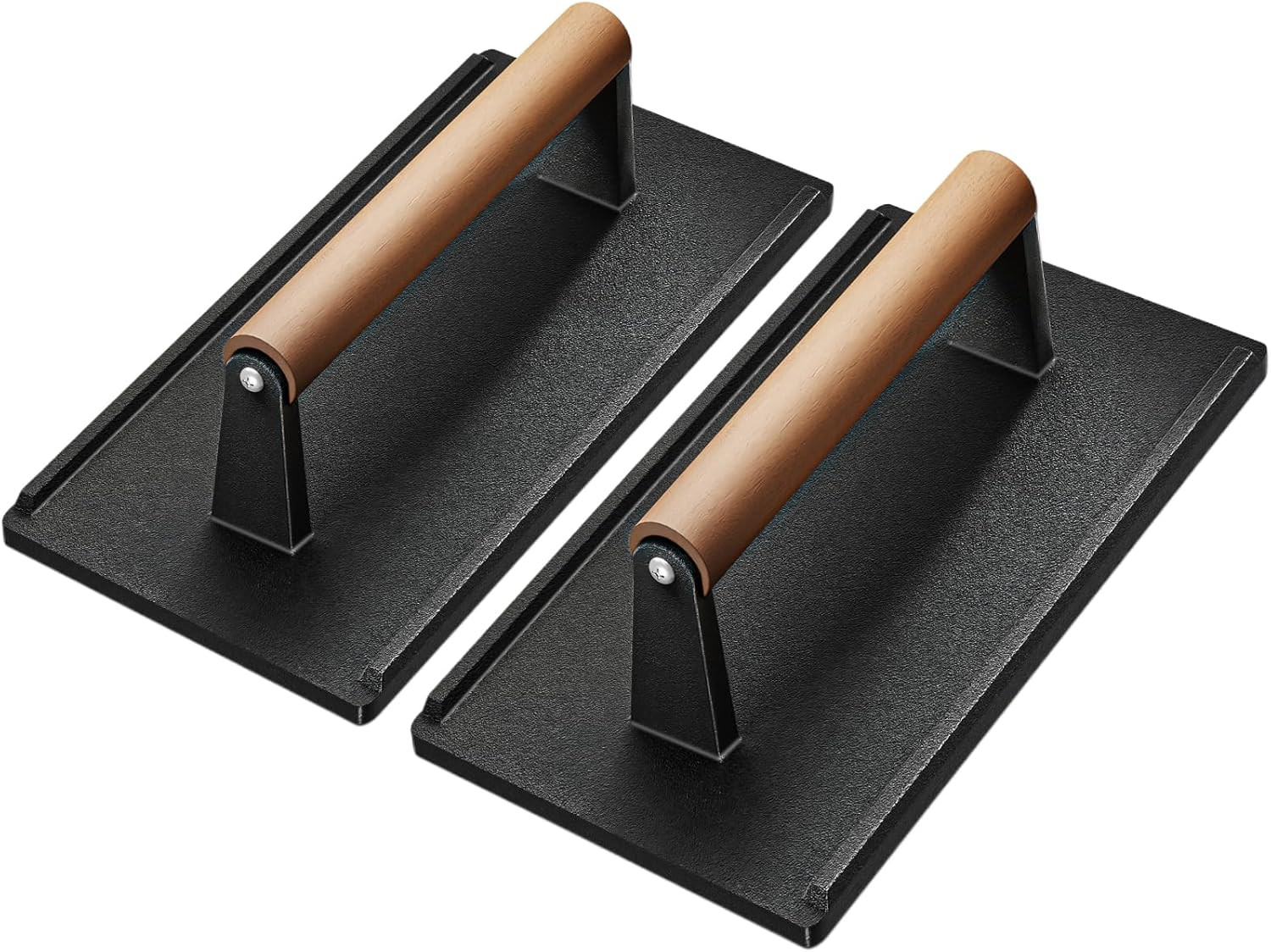 Cast Iron Grill Press-2Pcs, Heavy Duty Bacon/Burger/Griddle/Chef Press with Wood gallery