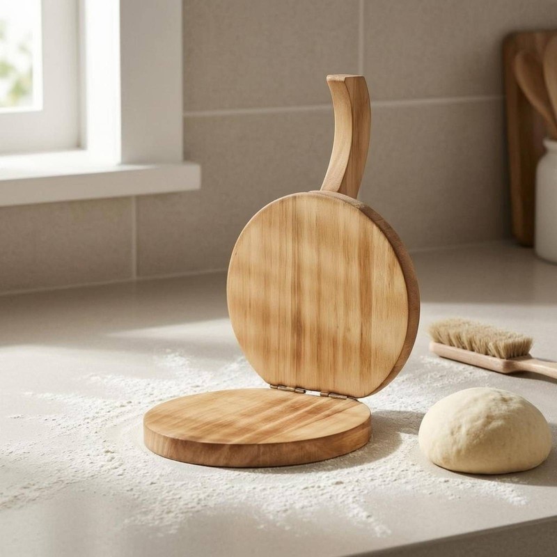 Dumpling Wrapper Press Natural Wood Wooden Dumpling Press Hinged gallery