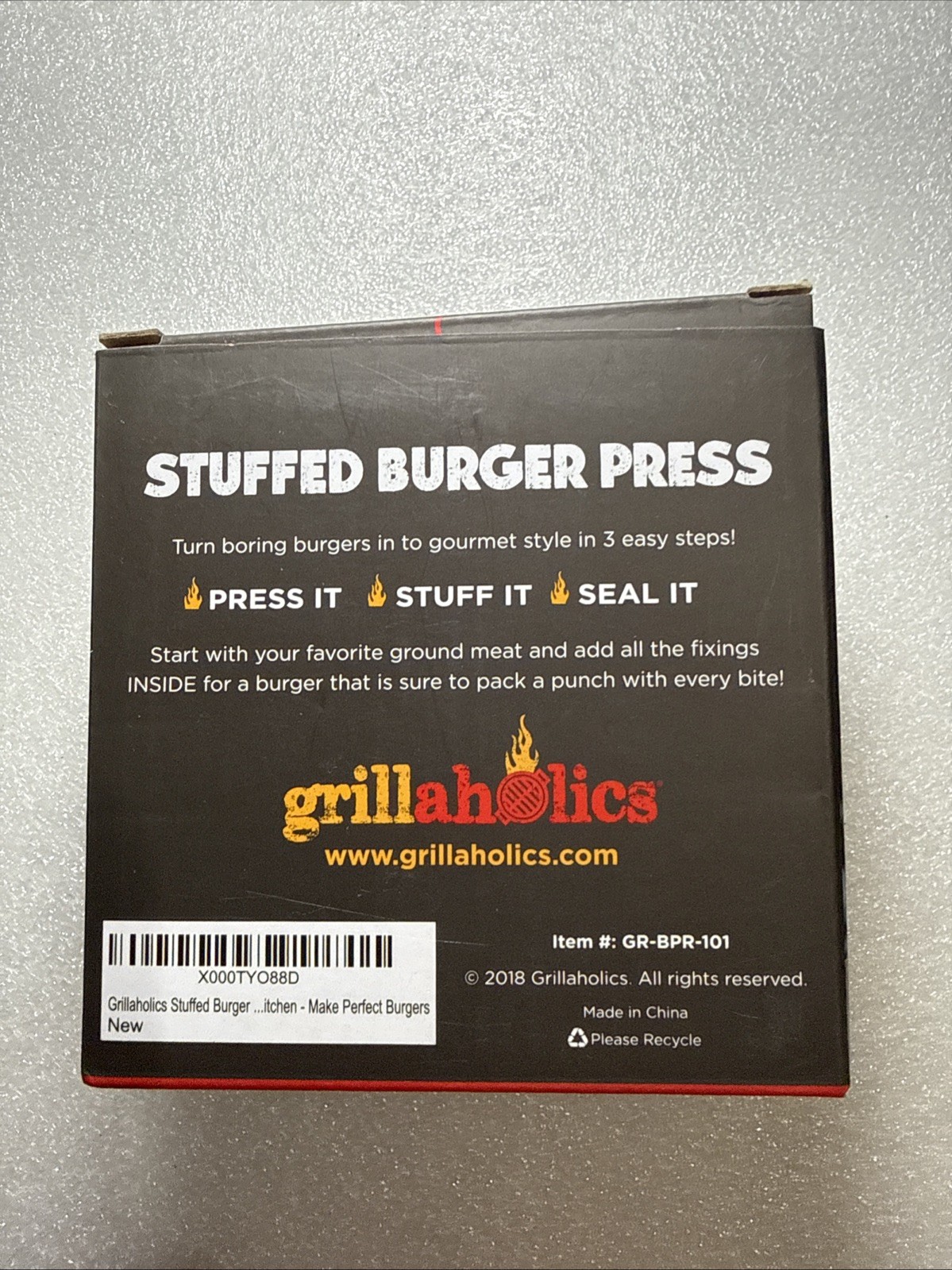 Grillaholics Stuffed Burger Press & Hamburger Maker - Non Stick Hamburger Open gallery