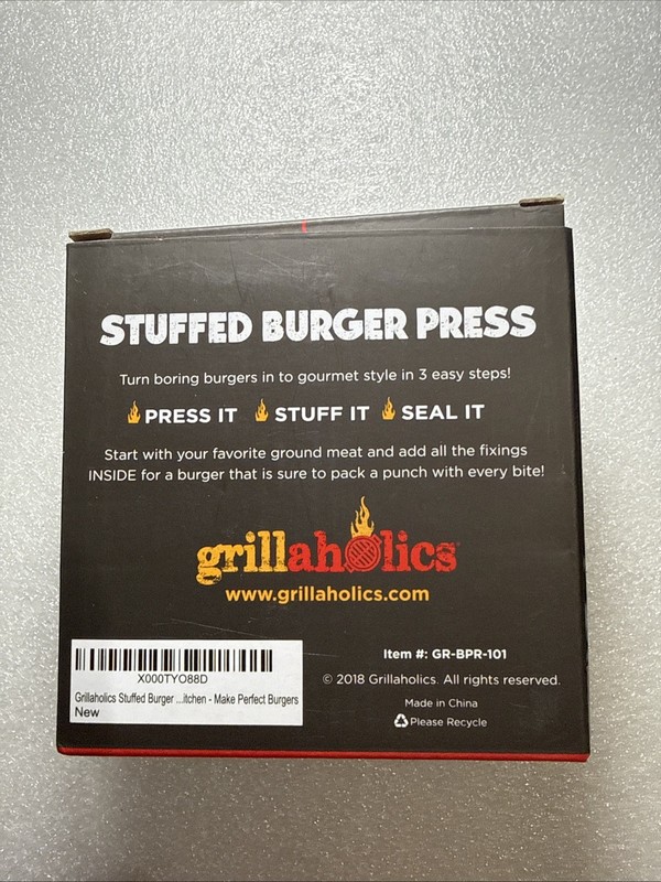 Grillaholics Stuffed Burger Press & Hamburger Maker - Non Stick Hamburger Open gallery