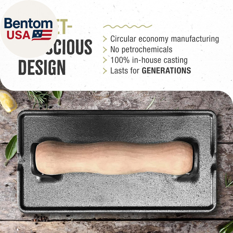Cast Iron Panini Press, Burger Press, Bacon Press, Grill Press, Seasoned with 10 gallery