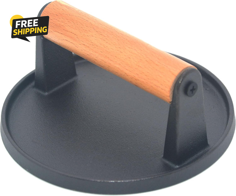 Kitchen Tools Heavy Duty Cast Iron Smash Burger Press round Barbecue Meat Flat gallery
