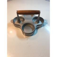 Williams Sonoma Hamburger Hand Press Mini Slider 4 2oz Patties Aluminum Teak