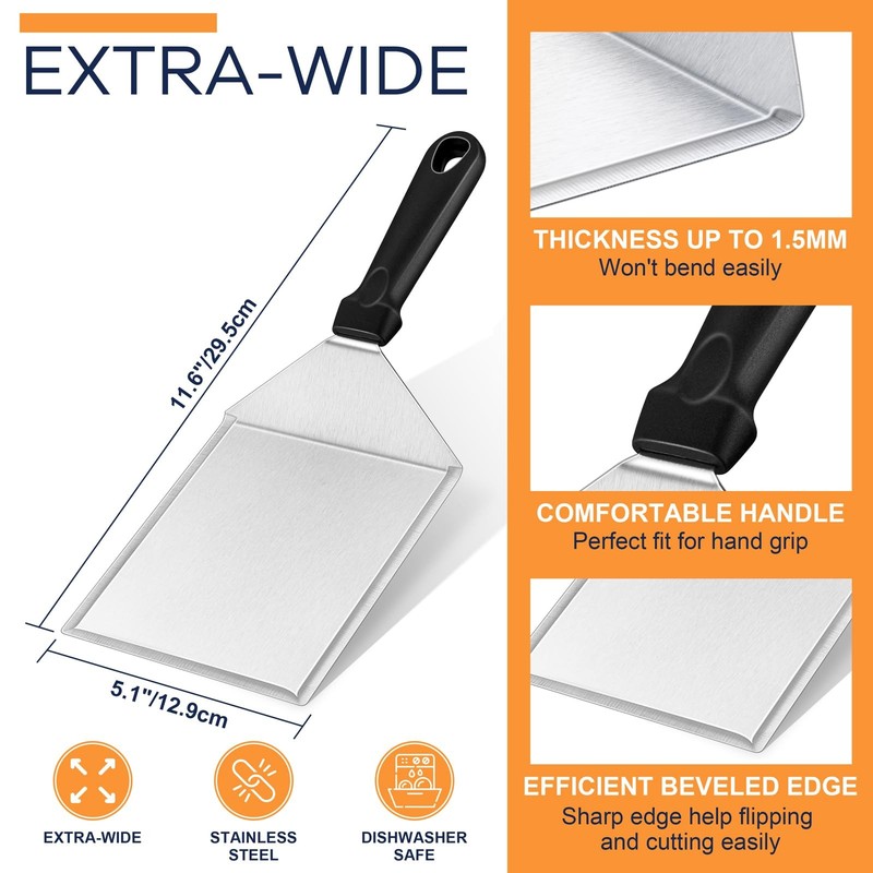 Smashed Burger Kit, Large Burger Spatula, 5½ inch Stainless Steel Burger Pres... gallery