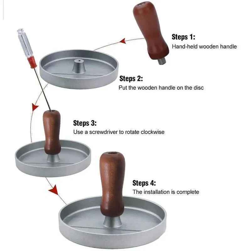 Aluminum Burger Press Patty Maker, Wooden Handle plus 1,000 Non Stick WAX Papers gallery