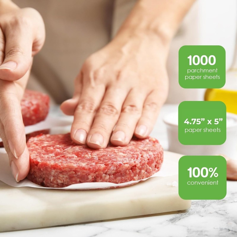 Non-Stick Patty Paper - 4.75x5 Inches, 1000 Sheets for Easy Cooking gallery
