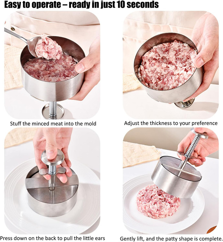 Hamburger Press Patty Maker,304 Stainless Steel Burger Press Patty Maker, Non-St gallery