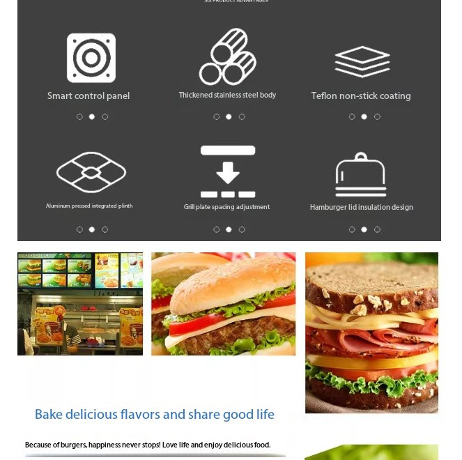 Commercial Fully Automatic Double-layer Baking Machine for Hamburger Machines gallery