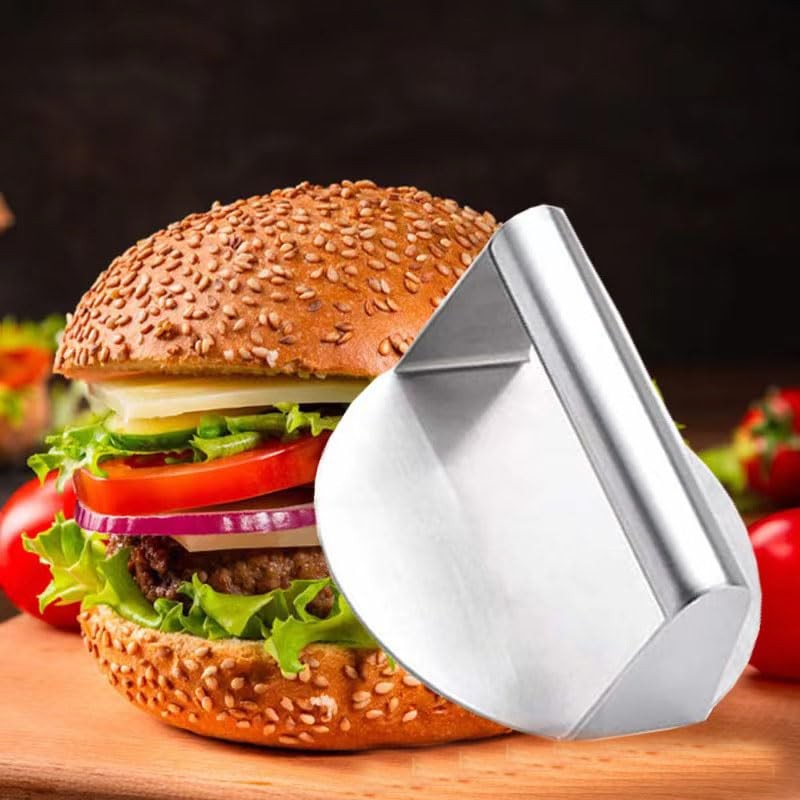 2PCS Set Stainless Steel 5.5 Inch Round Burger Meat, Press 1.5 Inch Garlic Set gallery