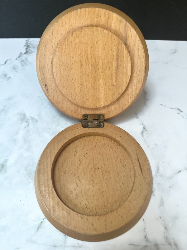 Vintage Mid- 20th Century Hand-painted Wooden Hamburger Press gallery