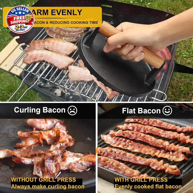 Burger Press, Smash Burger Press for Blackstone Griddle, Heavy Duty Cast Iron Ro gallery