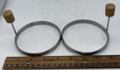 Egg Breakfast Rounds Wood Handle Setting 2 New Great For Camping 3.75” Diameter