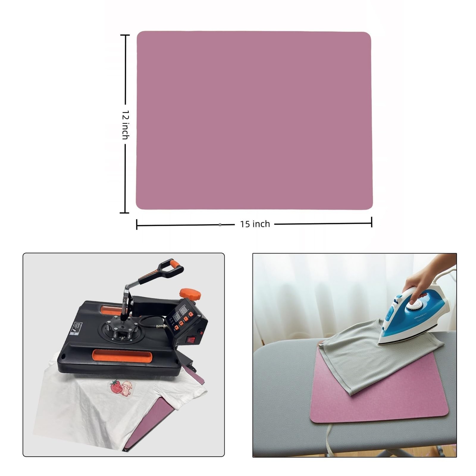 Silicone Heat Press Mat 15x12 Inch, Heat Resistant & Fireproof, Double Sided ... gallery
