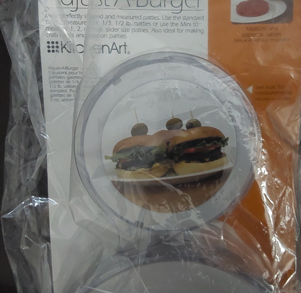 KitchenArt Adjust-A-Burger Press Set, Plastic, 2-Piece, White