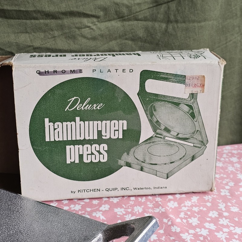 Kitchen - Quip Vintage Chrome Plated Deluxe Hamburger Press In Original Box gallery