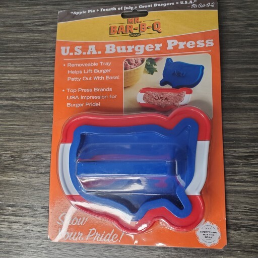 Mr. Bar-B-Q BBQ USA America Shaped Patriotic Hamburger Burger Press Grill Patty