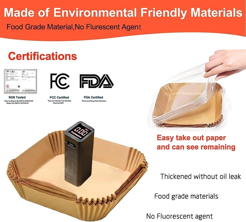 Air Fryer Liners Disposable for Amazon Basics 7.1" Square 150pcs, Natural gallery