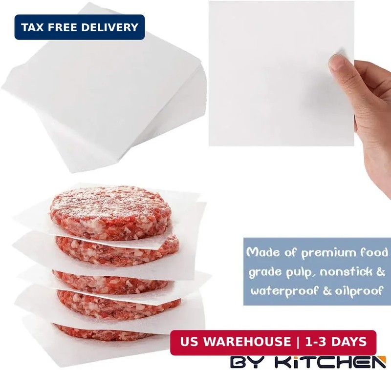 Burger Patty Paper, 5.5 x 5.5in, Set of 300, Patty Paper Squares, Baking Parchme gallery