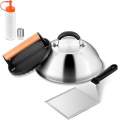 Leonyo Smashed Burger Kit, 9″ Cheese Melting Dome, 7″ Press, Griddle…