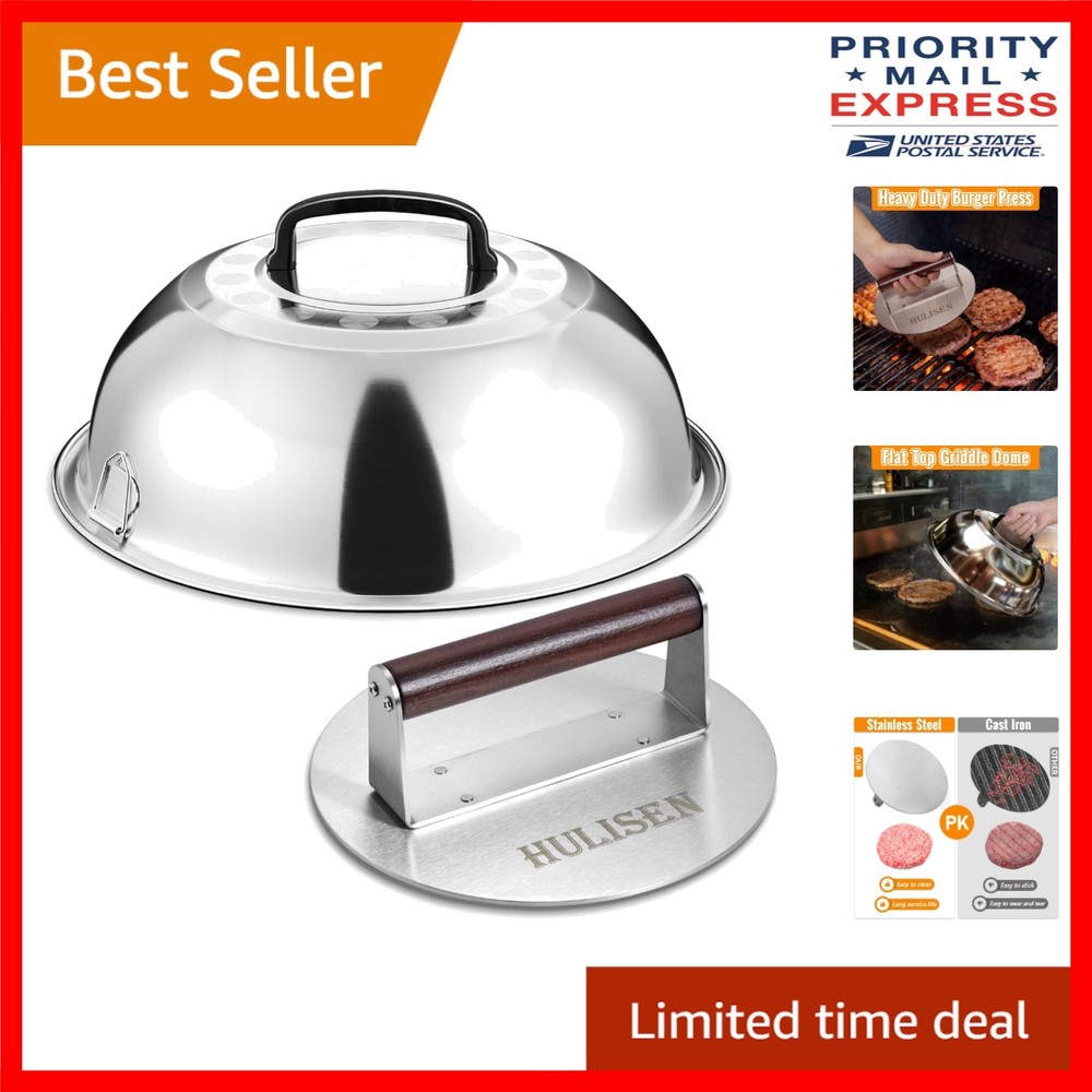 Heavy-Duty 8.5-Inch Burger Press with 12-Inch Basting Cover for Seamless Cooking