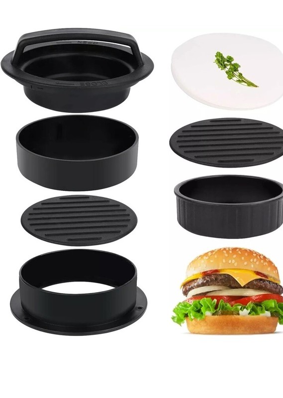 3 in 1 Stuffed Burger Press Patty Maker Rings Molds Kit, with Wax Paper gallery