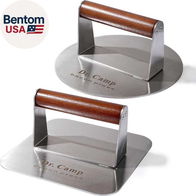2 Pack Stainless Steel Burger Press with Real Wood Handle 7 Inch Smash Burger Pr gallery