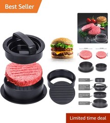 Deluxe Hamburger Press with Parchment Paper – Craft Perfect Patties and Sliders