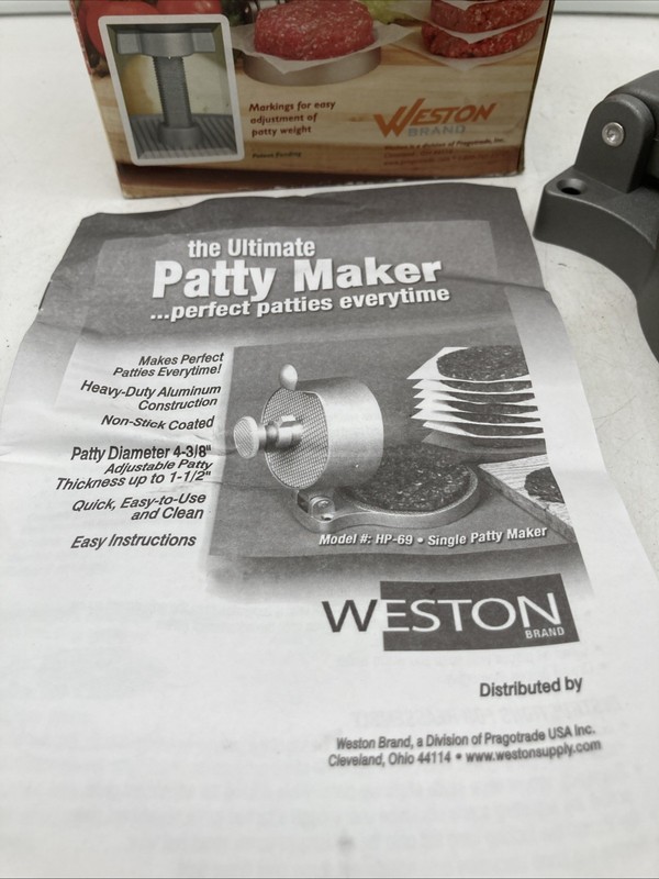 Unused Weston Teflon Coated Non Stick Single 4.375” Hamburger Aluminum Press gallery