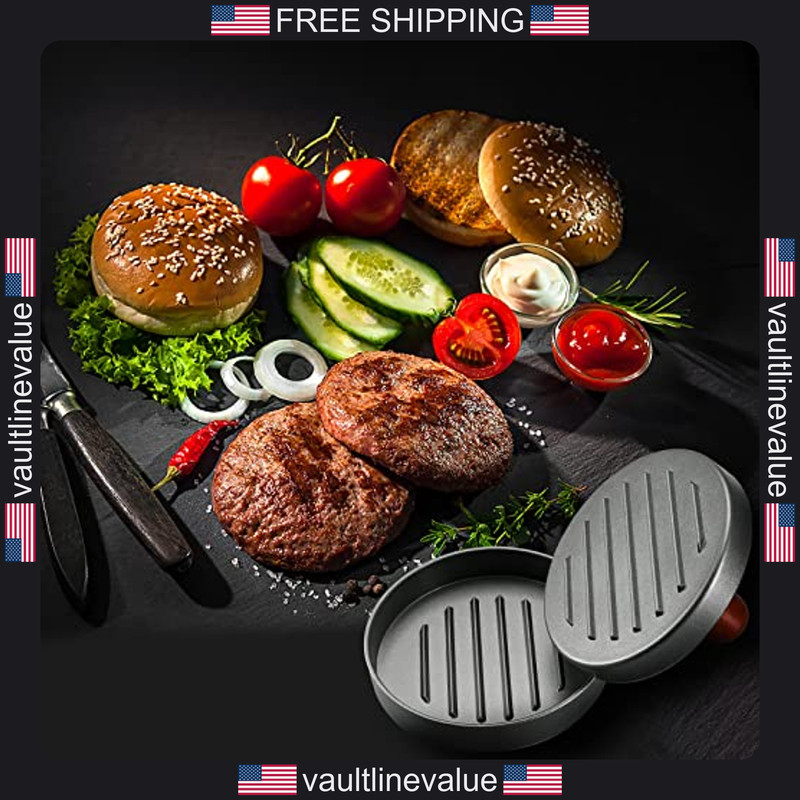Piquebar burger press stainless steel patty maker with wood handle and 100 gallery