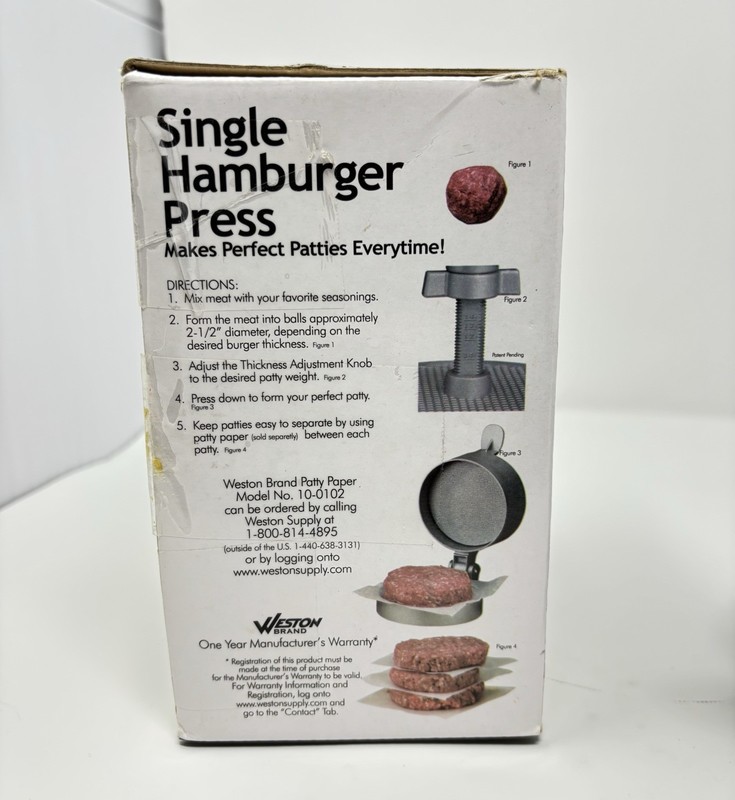 Weston Single Hamburger Press Patty Maker Non-Stick Aluminum Heavy Duty 4.5” gallery
