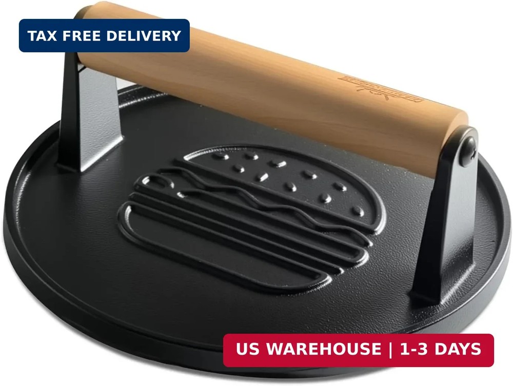 XUDAKAIXIN Cast Iron Smash Burger Press 7.1",Grill Bacon Meat Press Tool,Perfect