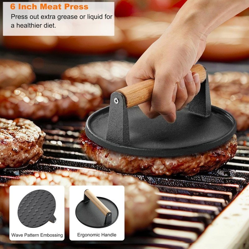grilljoy Professional Griddle Accessories Kit Set with Smash Burger Press - E... gallery