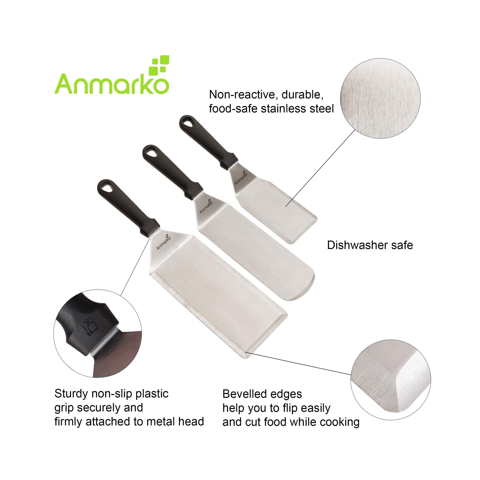 Anmarko Griddle Spatula Set - Stainless Steel Metal Spatula and Gri... Fast Ship gallery