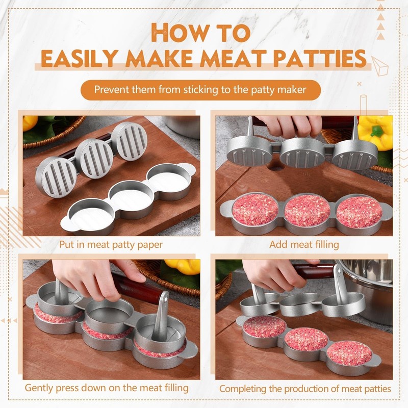 Teenyyou Mini Burger Press (Three 2.64-inch Molds) Small Meat Patty Maker Rou... gallery