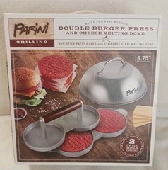 Burger Press – Double Plus Cheese Melting Dome by Parini Stainless Steel NEW