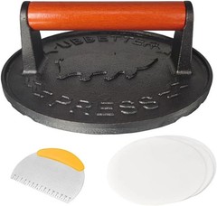 7 Inch Griddle Press Cast Iron Round Smash Grill Press Burger Smasher Bacon Meat