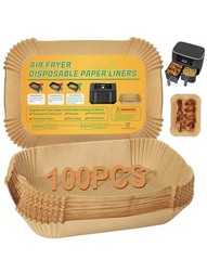 BYKITCHEN Air Fryer Rectangle dual liners-100pcs (6 to 10QT), unbleached