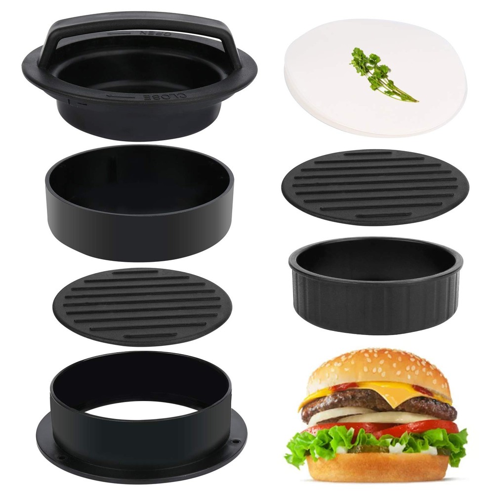 3 in 1 Stuffed Burger Press Patty Maker Rings Molds Kit, Non Stick Stuffer Ha...