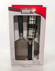 NEW WEBER STAINLESS GRILLING SET SMASHED BURGER PRESS SPATULA SPICE SHAKERS