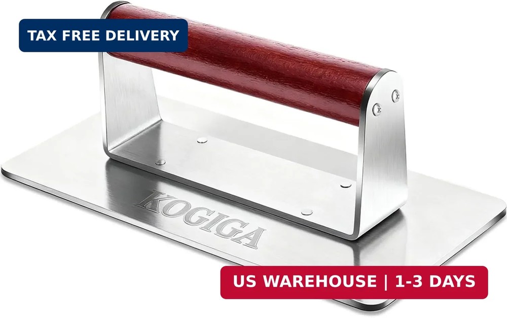 Ultimate Rectangle Griddle Press 1.92LB - 9x4.2 Inch Smash Burger & Bacon Press,