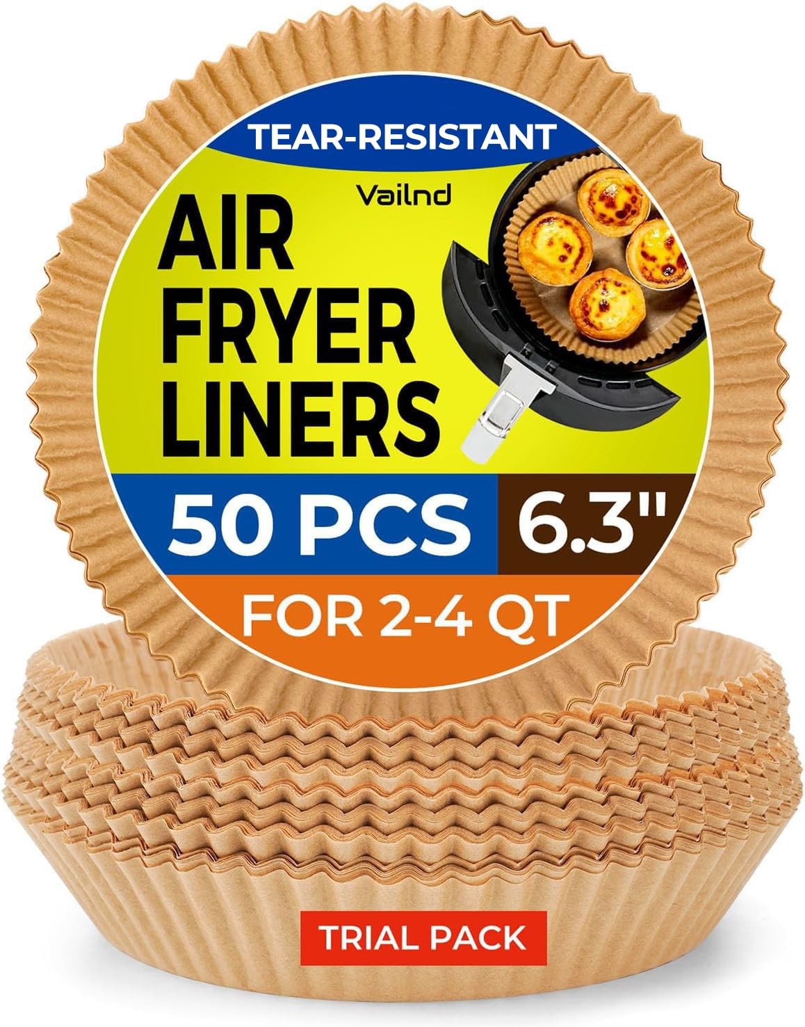 Air Fryer Liners for Najia, 50 PCS Paper 6.3inch Round, Natural gallery