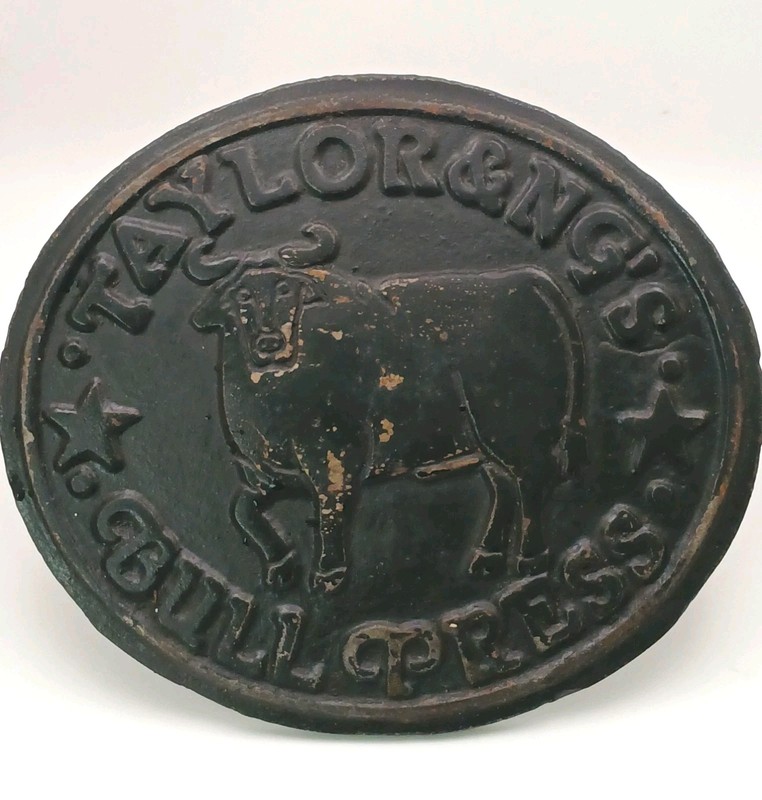 Vintage 1979 Taylor & NG Cast Iron Bull Press W/ Handle Grilling Hamburger Oval gallery