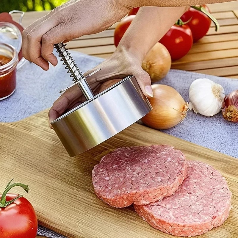 Hamburger Meat Press Patty Maker 304 Stainless Steel round Non-Stick Thickness A gallery