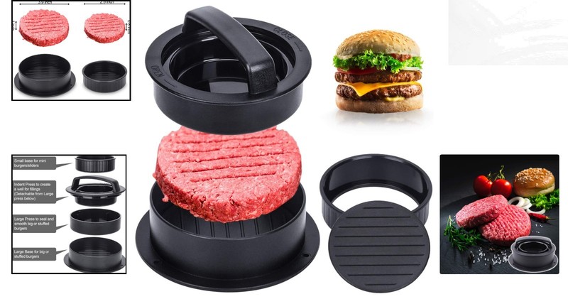 3-in-1 Non-Stick Burger Press for Perfect Patties & Stuffed Burgers - 100 Papers gallery