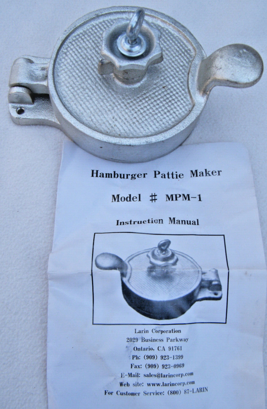 Vintage LARIN Corp Ontario Hamburger Pattie Patty Press Manual gallery