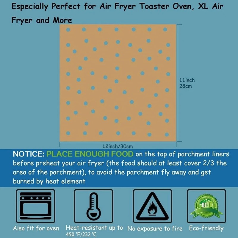 BYKITCHEN Air Fryer Oven Liners, 11x12 Inches, Nonstick 11x12inch, Brown gallery